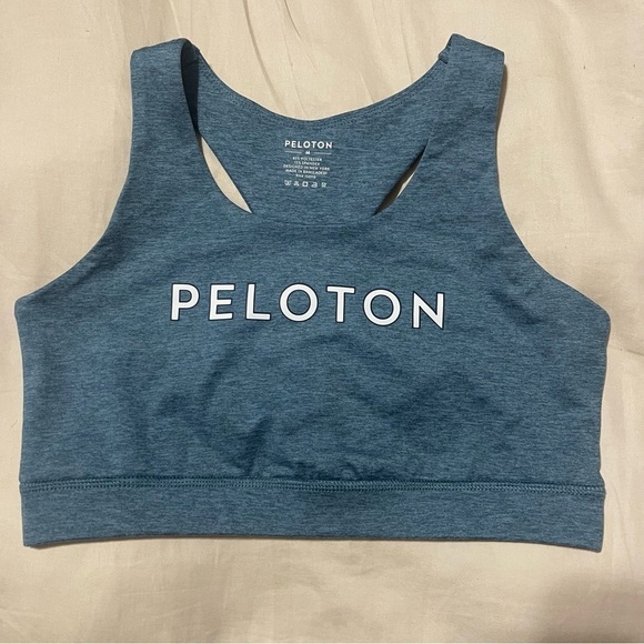 Peloton Heathered Strappy Teal Sports Bra NWT Size M - Picture 3 of 6